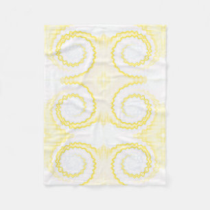 Yellow white swirl tie dye funky retro fleece blanket