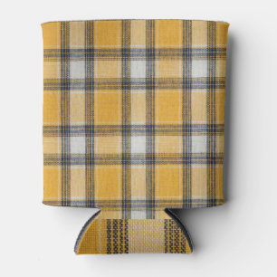 Yellow White Tartan Texture Background Can Cooler