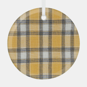 Yellow White Tartan Texture Background Glass Tree Decoration