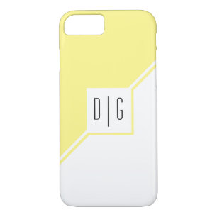 Yellow, white triangles, monogram modern geometric iPhone 8/7 case