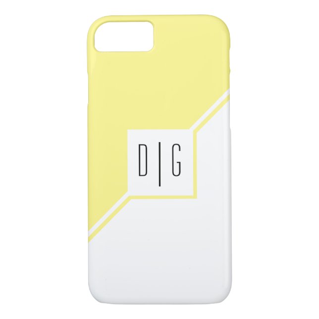 Yellow, white triangles, monogram modern geometric Case-Mate iPhone case (Back)