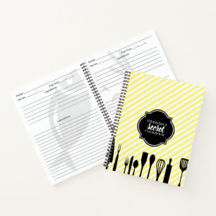 Yellow & White Utensils Personalised Recipe Notebook