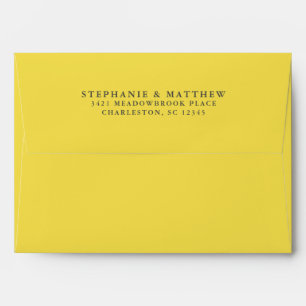 Yellow White Wedding Elegant Modern Return Address Envelope