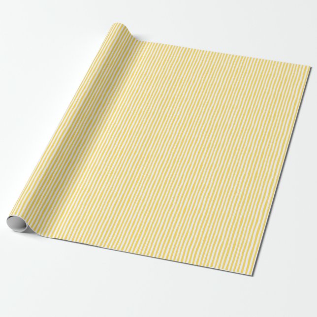 Yellow & White Wonky Stripes Wrapping Paper (Unrolled)