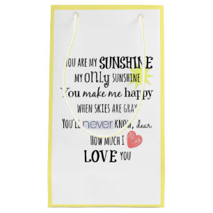 Yellow & White; You are my Sunshine Small Gift Bag