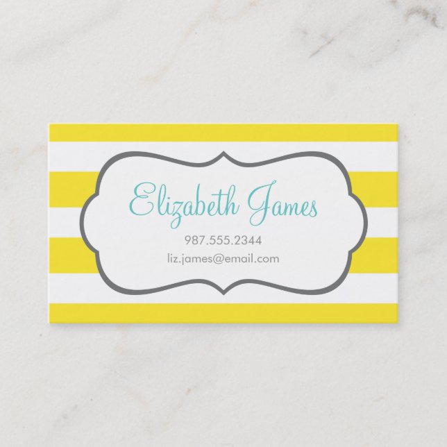 Yellow Wide Stripe Business Card (Front)