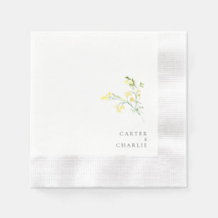 Yellow Widlflowers Wedding Coined Cocktail Napkin