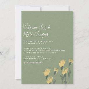 Yellow Wild Flower Floral Greenery Wedding Sage Invitation