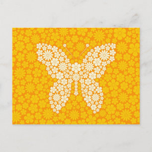 Yellow Wild Flowers Butterfly Postcard
