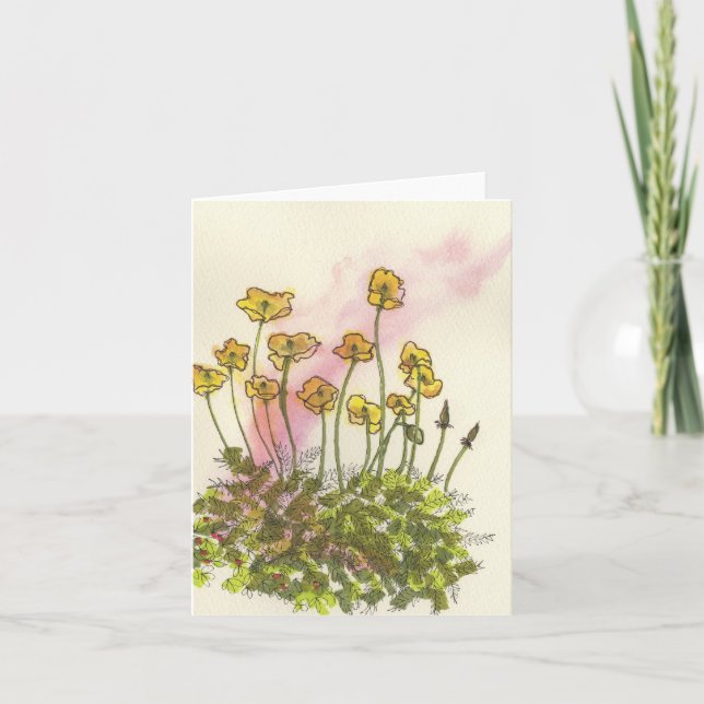 Yellow Wild Poppy Greeting Card (Front)