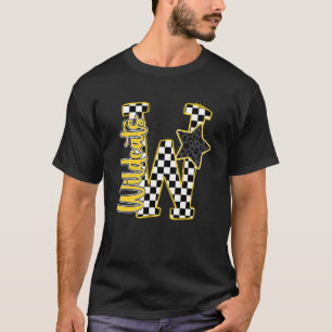 Yellow Wildcats Chequered Print Star Leopard Schoo T-Shirt