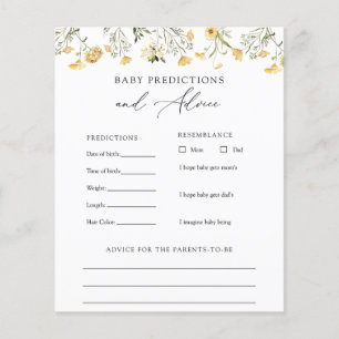 Yellow Wildflower Baby Advice and Predictions Card