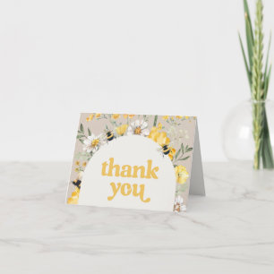 Yellow Wildflower Bee Folded Thank You Cards