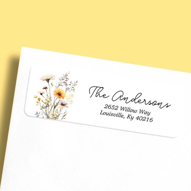 Yellow Wildflower Boho Baby Shower Address (Creator Uploaded)