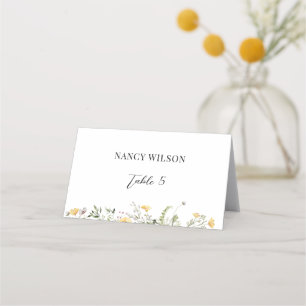 Yellow Wildflower Bridal Shower Place Card