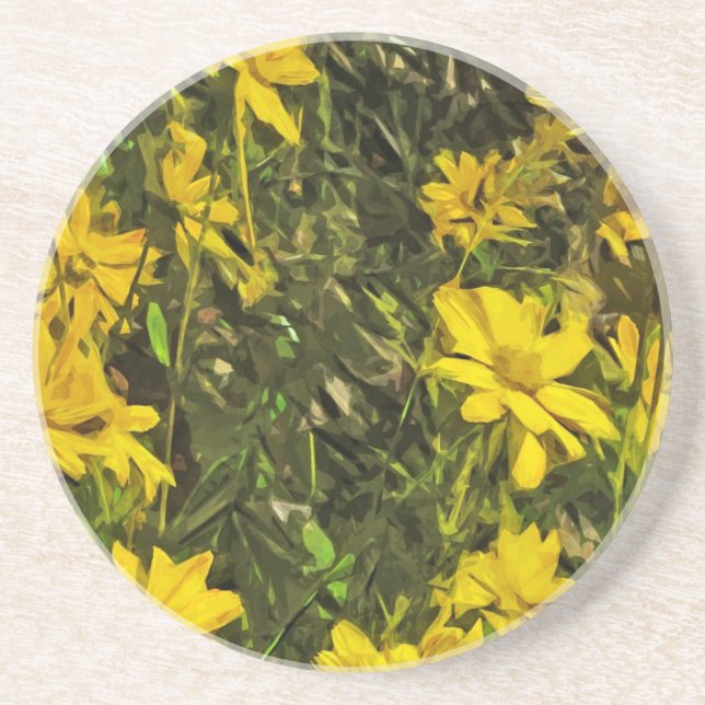 Yellow Wildflower Daisies Abstract Coaster (Front)