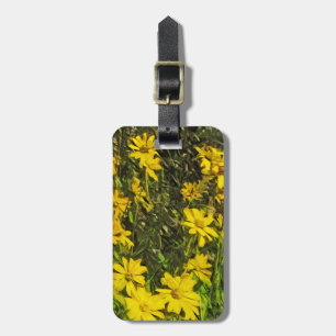 Yellow Wildflower Daisies Abstract Luggage Tag