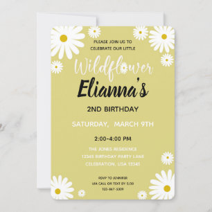 Yellow Wildflower Daisy Girl Birthday Invitation