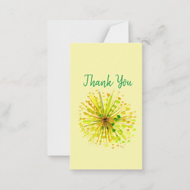 Yellow wildflower dandelion watercolor flower card (Front)