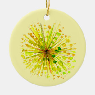Yellow wildflower dandelion watercolor flower ceramic tree decoration