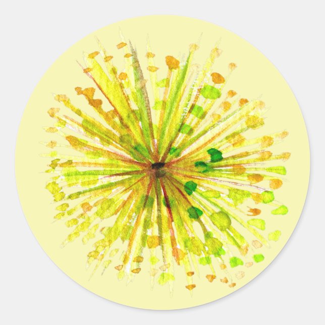 Yellow wildflower dandelion watercolor flower classic round sticker (Front)