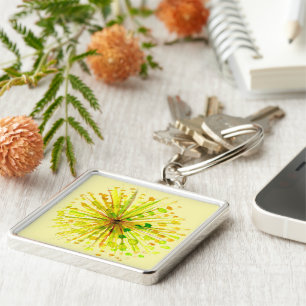 Yellow wildflower dandelion watercolor flower key ring