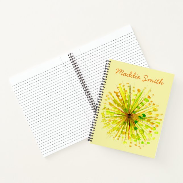 Yellow wildflower dandelion watercolor flower notebook (Inside)