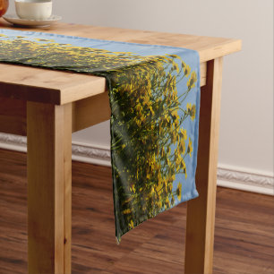 Yellow Wildflower Field Landscape Short Table Runner