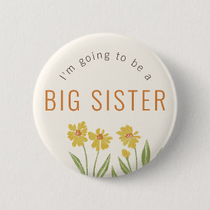 Yellow Wildflower Going to be a Big Sister 6 Cm Round Badge