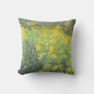 Yellow Wildflower Original Oil Painting Cushion