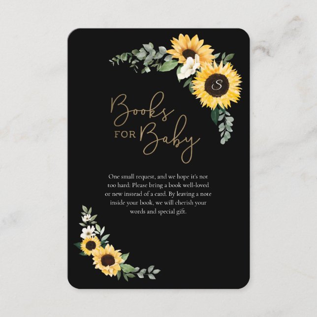 Yellow Wildflower Sunflower Floral Books For Baby Enclosure Card (Front)
