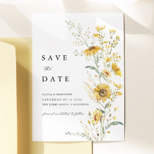 Yellow Wildflower Sunflower Wedding Save The Date