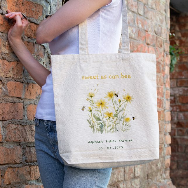 Yellow Wildflower Sweet As Bee Neutral Baby Shower Tote Bag (Creator Uploaded)