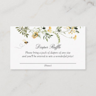 Yellow Wildflower Sweet as Can Bee Diaper Raffle Enclosure Card