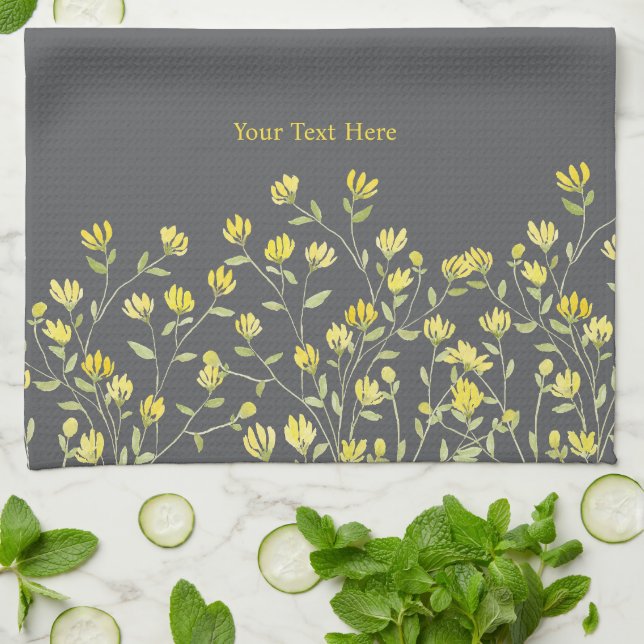  Yellow Wildflower Tea Towel (Folded)