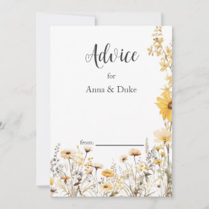 Yellow Wildflower Wedding  Advice Card