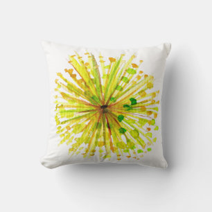 Yellow wildflower whimsical watercolour cushion