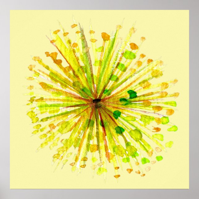 Yellow wildflower whimsical watercolour poster (Front)