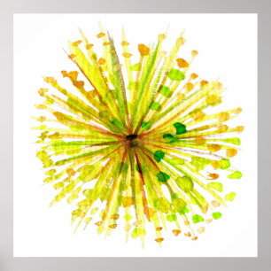 Yellow wildflower whimsical watercolour poster