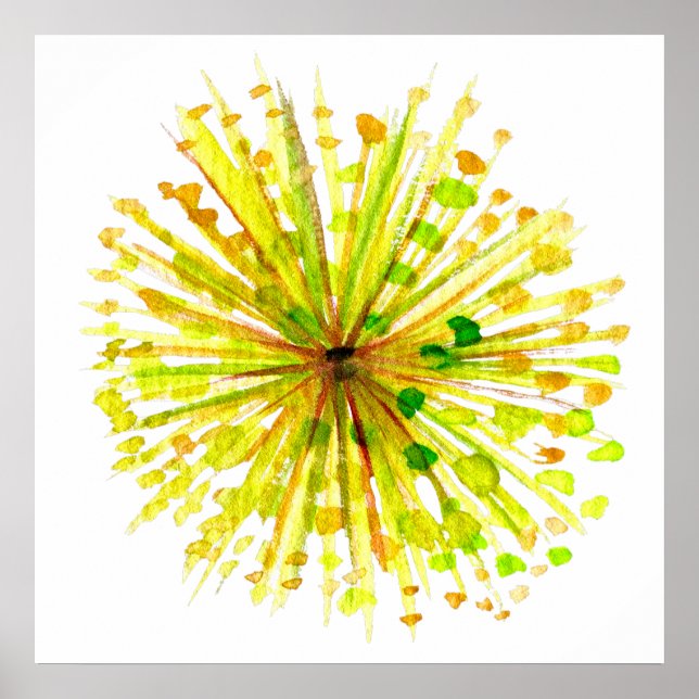 Yellow wildflower whimsical watercolour poster (Front)