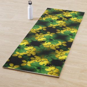 Yellow Wildflowers Abstract Pattern Personalised  Yoga Mat