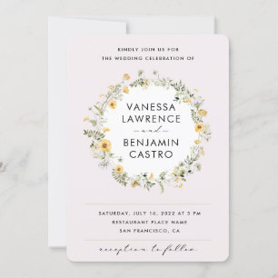 Yellow Wildflowers All in One Wedding Invitation