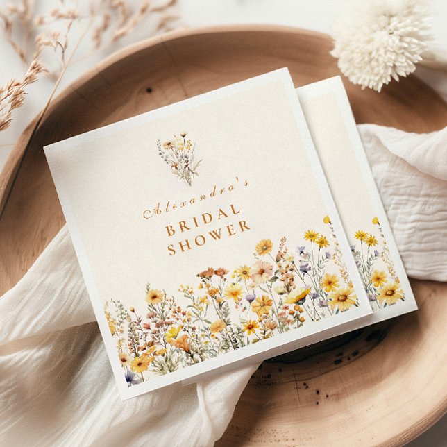 Yellow Wildflowers and Daisies Bridal Shower Napkin (Creator Uploaded)