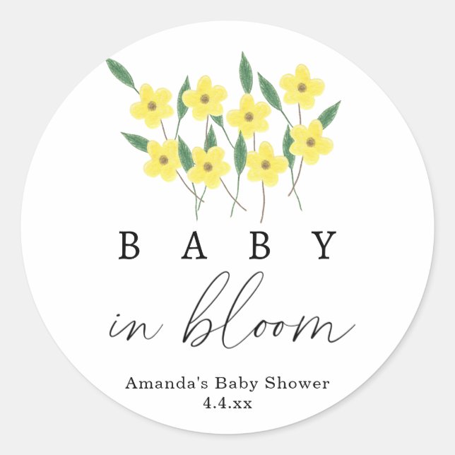 Yellow Wildflowers - Baby in bloom Classic Round Sticker (Front)