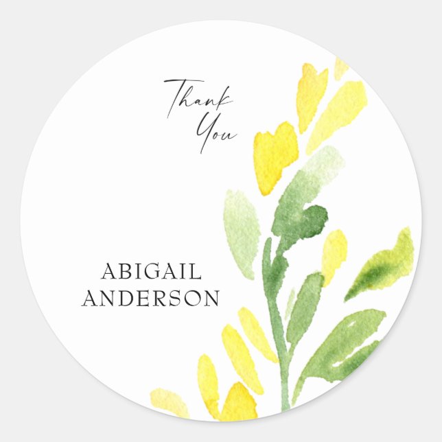 Yellow Wildflowers Baby shower  Thank You Classic Round Sticker (Front)