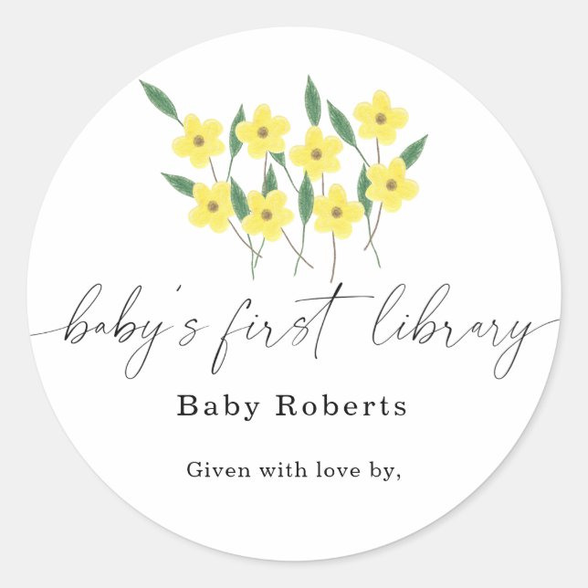 Yellow Wildflowers - Baby's first library Classic Round Sticker (Front)