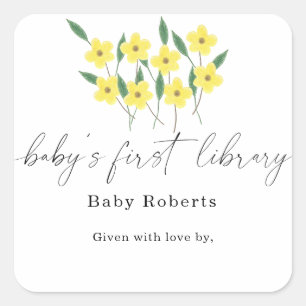 Yellow Wildflowers - Baby's first library Square Sticker