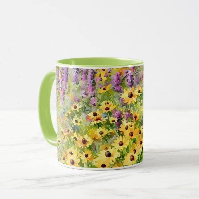 Yellow Wildflowers Floral Flower Art Mug Cup (Front Left)