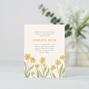 Yellow Wildflowers Gender Neutral Baby Shower Postcard