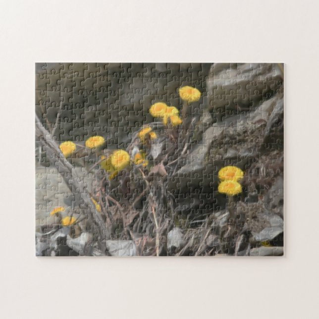 Yellow Wildflowers In Rocks Oil Painting  Jigsaw Puzzle (Horizontal)